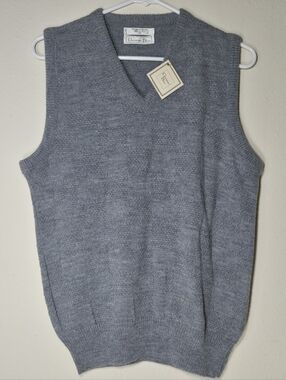 Christian Dior Sweater Vest Grey Wool VTG